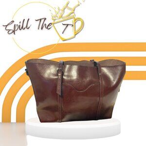 Leather “B" Handbag, Burgundy, Genuine Leather, Excellent condition